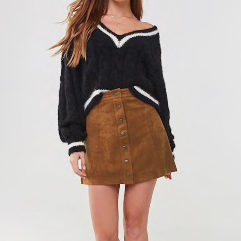 Forever 21 Tan faux suede mini skirt